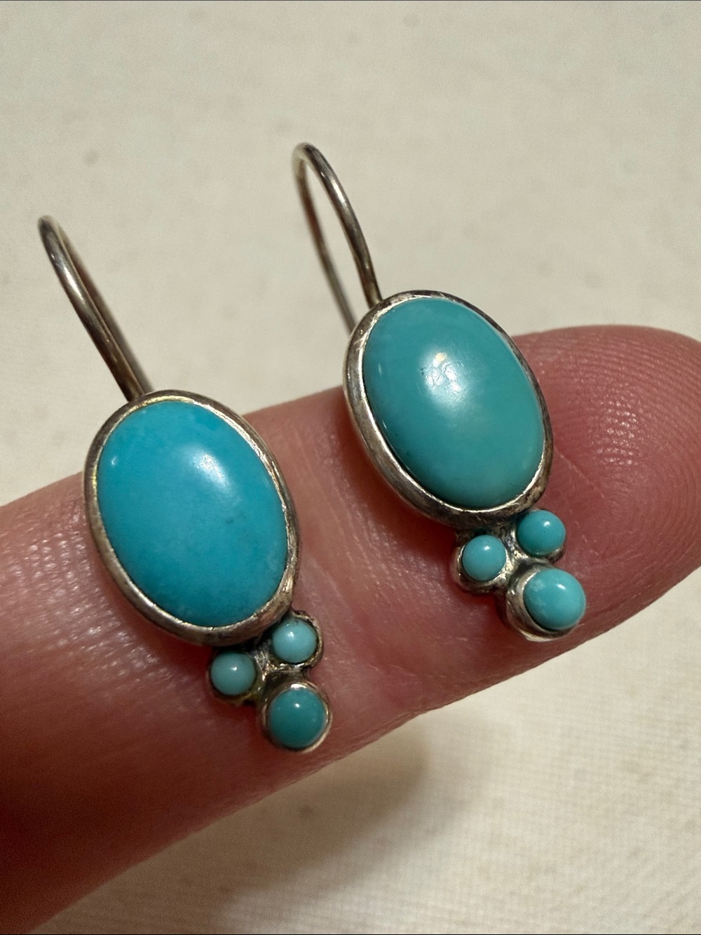 Sterling Silver 925 Turquoise Drop Earrings - Picture 1 of 6